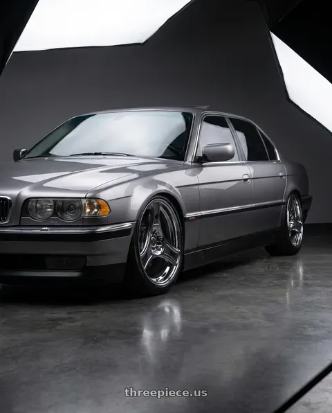 1997 BMW 740iL with HERITAGE WHEEL BUSHIDO MONOC 5x120 18x9.5 +12 CHROME wheels