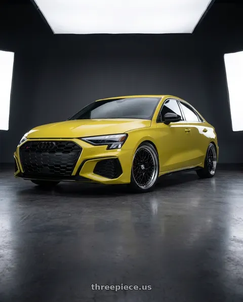 2023 Audi S3 with Work Gran Seeker Ccx 5x112 19x8.5+45 O Disk Black wheels