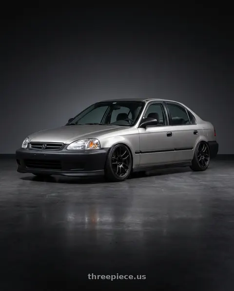 2000 Honda Civic DX with Work Emotion Cr Kiwami 4x100 16x6.5 +42 Matte Black wheels
