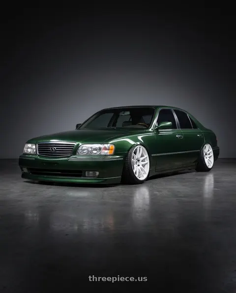 2000 INFINITI Q45 with Work Emotion Cr Kiwami 5x100 18x9.5 +0 White wheels