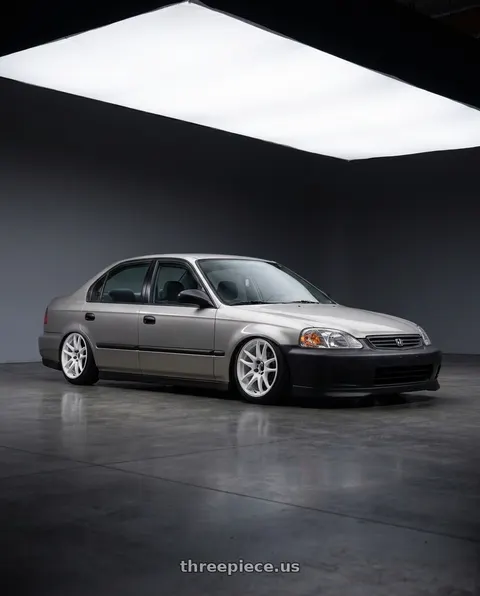 2000 Honda Civic DX with Work Emotion Cr Kiwami 4x100 16x6.5 +42 White wheels