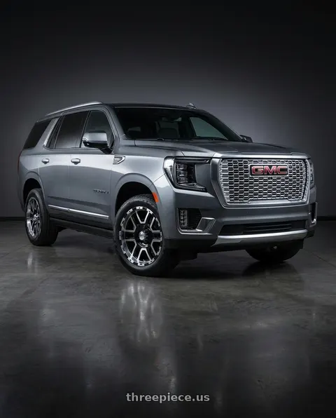 2021 GMC Yukon Denali with Ion Type 179 6x139.7 17x8+10 Black/Machined Face/Machined Lip wheels