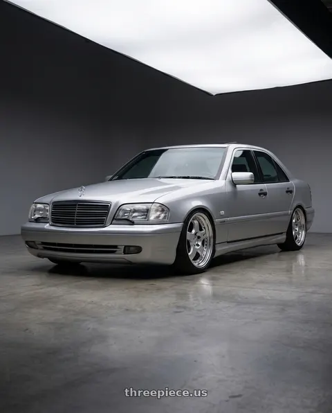 1998 Mercedes-Benz C43 AMG with Work Meister S1 3P 5x112 17x7+29 O Disk Silver wheels
