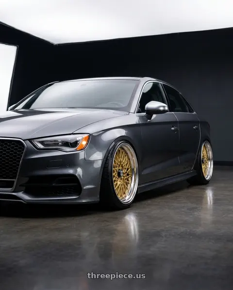2017 Audi RS3 with SSR Formula MESH 5x112 19X11+37 SL Disk Fm Gold wheels