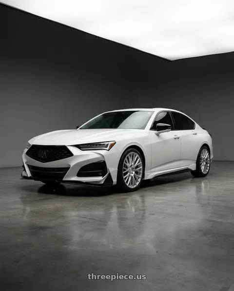 2022 Acura TLX with Rotiform RC201 LSE 5X120 19X8.5 +35 GLOSS SILVER W/ MACHINED FACE wheels