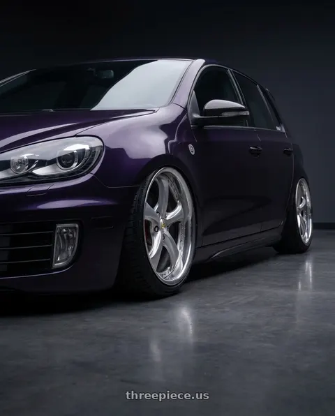 2013 Volkswagen Golf with Work Wheels VS-KF 5x112 18x9.5+39 Light Grey Silver R Disk FULL REVERSE wheels