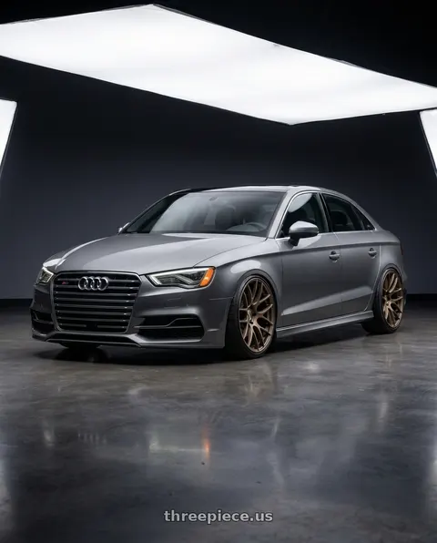 2015 Audi S3 with Work Emotion m8r 5x112 19x8.5 +30 Matte Bronze wheels