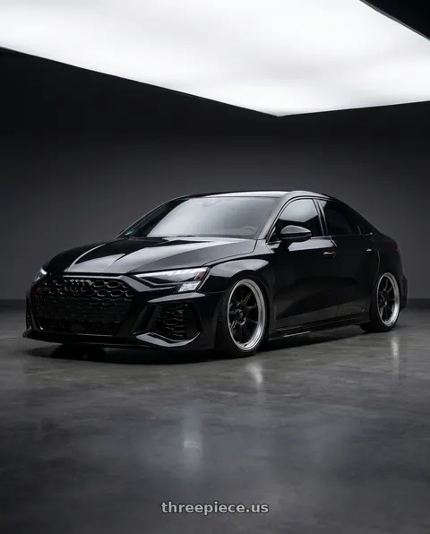 2022 Audi RS3 with Konig Countergram 5x112 19x9.5+30 Matte Black / Matte Machined Lip wheels