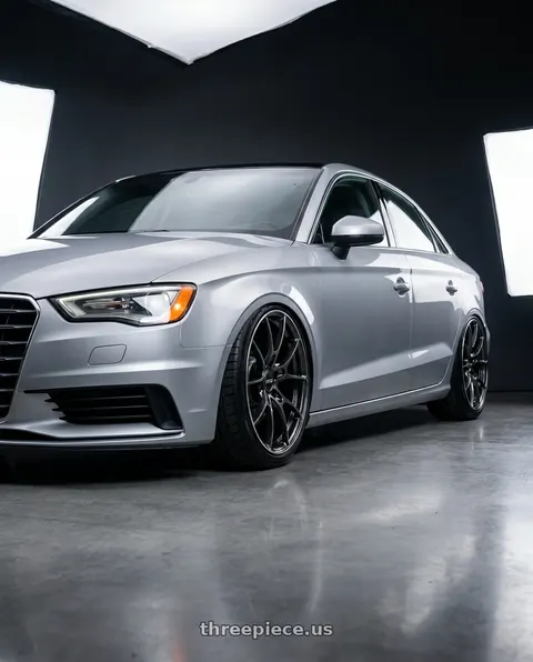 2015 Audi A3 Quattro with Volk Racing G025 5x112 18x8.5+42 Shining Black Metal / Rim Edge DC wheels