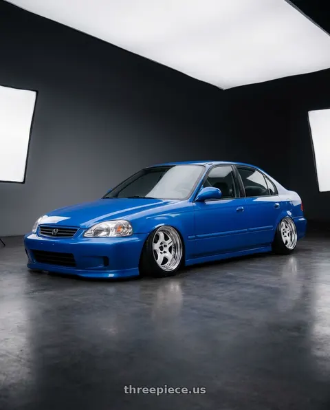 2000 Honda Civic LX with Work Meister S1 2P 4x100 15x9+12 A Disk White wheels