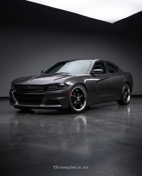 2021 Dodge Charger SXT with Vision American-Muscle 142 Legend 5x115 18x8.5+20 Gloss Black Machined Lip wheels