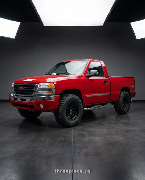 2004 GMC Sierra 1500 with Black Rock 942B Black D-Window 6x139.7 16x8 13 Matte Black wheels