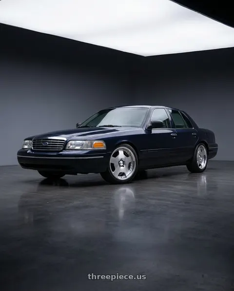 1999 Ford Crown Victoria LX with Work Lanvec Ld1 5x114.3 18x10+38 O Disk Machine Silver Polish wheels