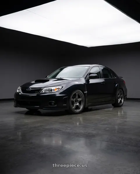 2011 Subaru wrx obsidian pearl with Gram Lights 57CR 5x100 18x9.5 +38 HS GUNMETALLIC wheels