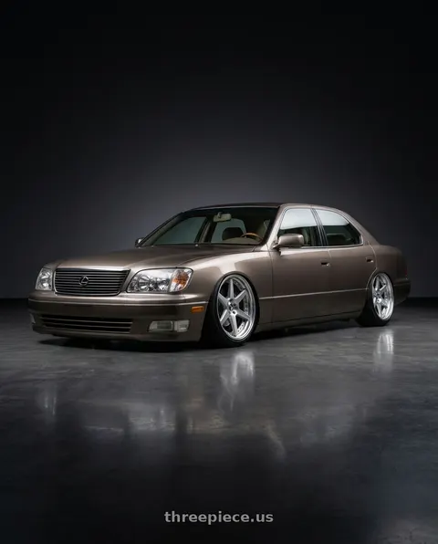 2000 Lexus LS400 with Work Zeast St1 5x100 18x7.5+45 O Disk Brush Silver Clear wheels