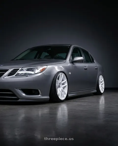 2009 Saab 9-3 with ESR Wheels CS SERIES CS8 5x110 19x9.5 +22 Gloss White wheels