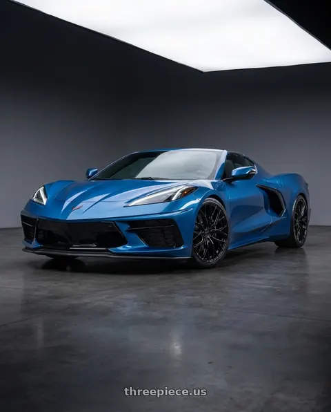 2021 Chevrolet Corvette Stingray with MRR GF5 5x120 19x8.5  +38 Gloss Black fit Corvette C8 ( rear: GF0520A652048BK ) wheels
