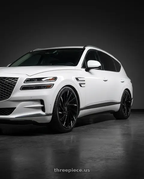 2027 Genesis GV80 with Xcess X02 5x114.3 22x9 +35 Gloss Black Machined Tips wheels
