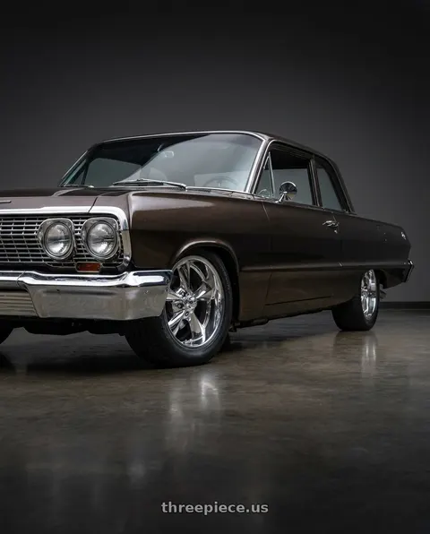 1963 Chevrolet Biscayne with BG Rod Works Old School 5x120.65 15x8+0 Chrome wheels