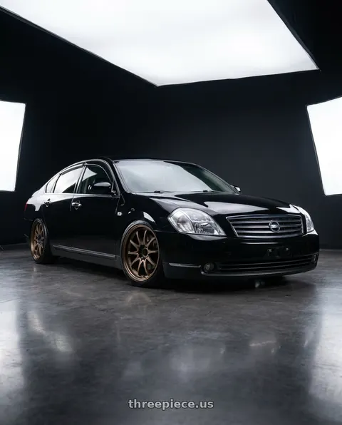 2005 Nissan Teana j31 black with Volk Racing CE28N 5x114.3 18x8.5 +30 BRONZE wheels