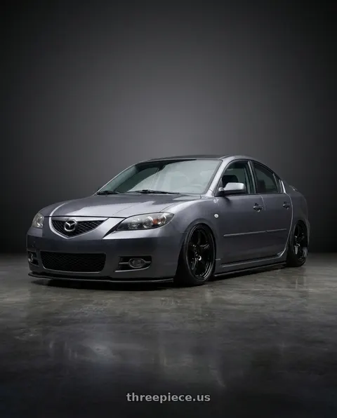 2007 Mazda 3 with Gram Lights 57CR 5x114.3 19x10.5+12 Glossy Black wheels