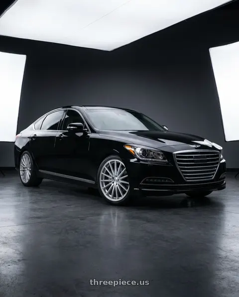 2016 Hyundai Genesis 3.8 with DOLCE PERFORMANCE GHOST 5x114.3 19x8.5 +35 Gloss Silver Machined Face wheels