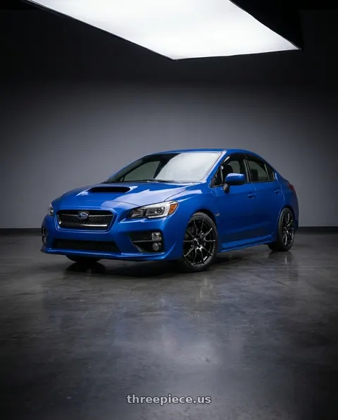 2015 Subaru WRX with WedsSport SA-25R 5x114.3 18x9.5+38 Weds Black Clear wheels