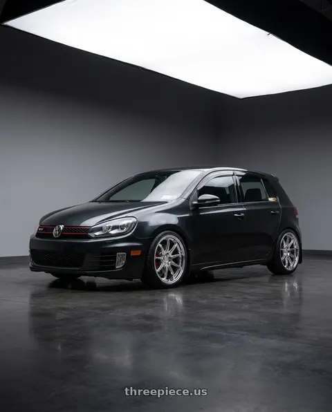 2014 Volkswagen GTI with KATANA RACING HR06 5x112 18x8.5 +35 Chrome wheels