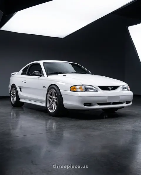 1998 Ford Mustang GT with HERITAGE WHEEL EBISU MONOC 5x114.3 20x9 +25 SILVER wheels