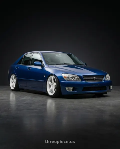 1999 Toyota altezza blue with Gram Lights 57CR 5x120 18x9.5+38 Ceramic Pearl wheels