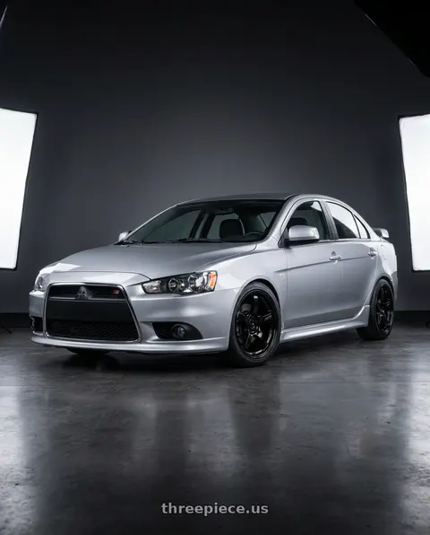 2014 Mitsubishi Lancer Ralliart with Gram Lights 57CR 5x114.3 18x10.5+12 Glossy Black wheels
