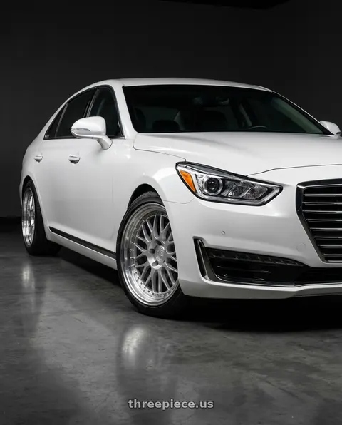 2018 Genesis G90 Ultimate with Aodhan AH02 5x114.3 19x11+15 Silver w/ Machined Lip wheels