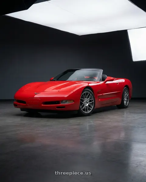 2000 Chevrolet Corvette with OE Wheels CV03C 5x120.65 18x8.5+52 Gloss Gunmetal Machined wheels