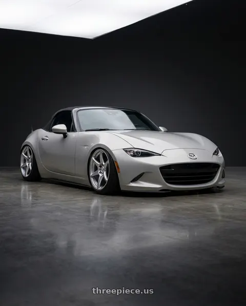 2021 Mazda MX-5 Miata with Kansei K11S Tandem 5x114.3 17x9 35 Hyper Silver wheels