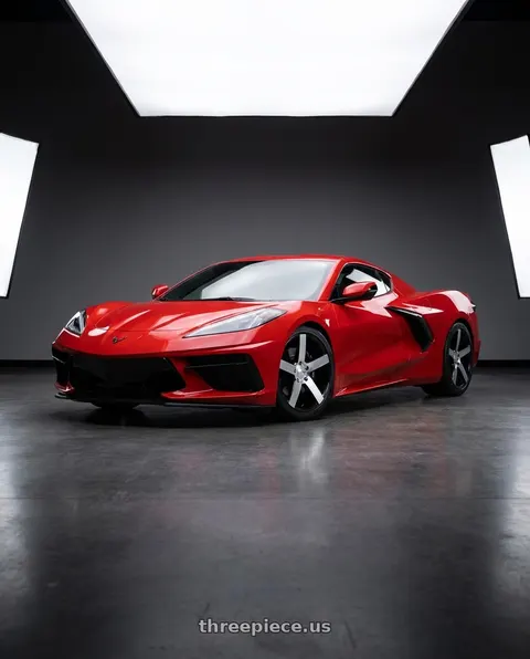 2023 Chevrolet Corvette Stingray with Vision Street-Designs 472 Switchback 5x120 20x9+30 Gloss Black Machined Face wheels