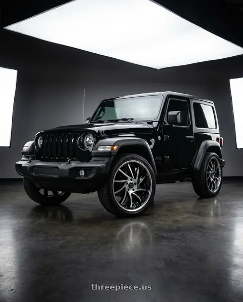 2024 Jeep Wrangler with Blade Luxury BSL-476 Sliced 5x115 22x9.5 +15 Gloss Black Machined With Stainless Lip wheels