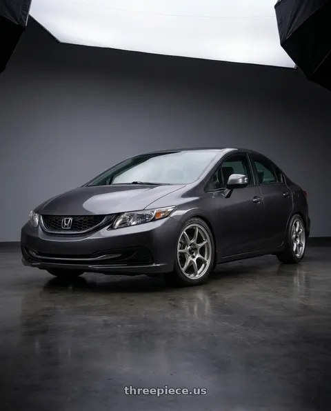 2015 Honda Civic LX with Konig Ultragram 5X114.3 18x8.5+42 Titanium Metallic Knurled Bead wheels