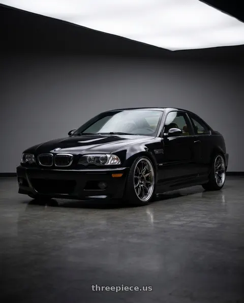 2001 BMW M3 with Work Emotion Zr10 5x120 19x10.5 +30 Glim Black Diamond Rim cut wheels