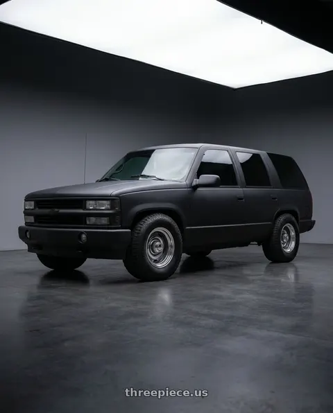 1999 Chevrolet Tahoe LT with Vision American-Muscle 55 Rally 6x139.7 15x7+6 Silver wheels