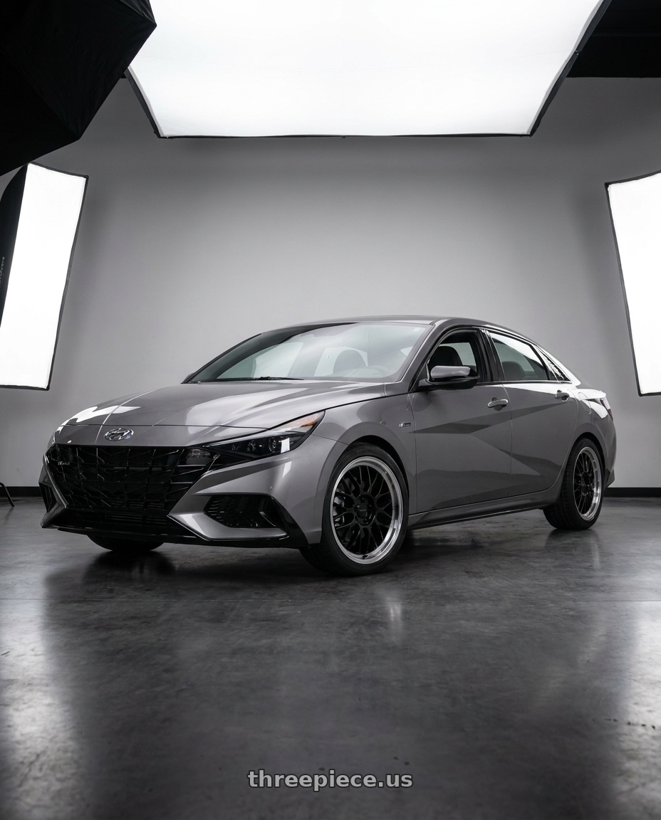 2023 hyundai Elantra n line with KATANA RACING KR06 5x114.3 18x8 +40 Glossy Black Machined Lip wheels