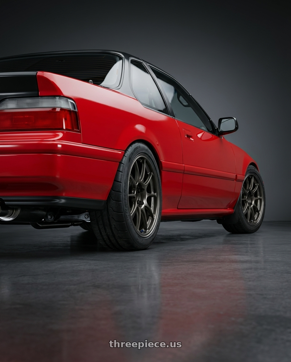 1991 Honda prelude with WedsSport TC105X 4x100 15x7.0+35 EJ Titan wheels rear three quarter view meaty tires
