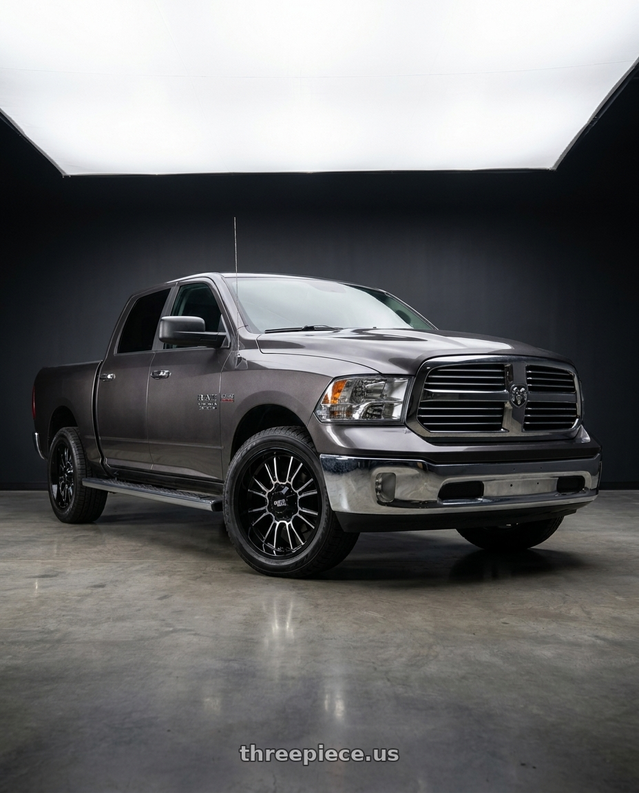 2015 Ram 1500 Big Horn with Moto Metal MO810 LEGACY 5X139.7/5X150 20X9 +1 GLOSS BLACK MACHINED wheels