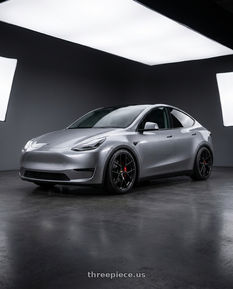 2025 TESLA MODEL Y QUICKSILVER with BBS FI-R CL 20x9.0+52 Satin Black wheels