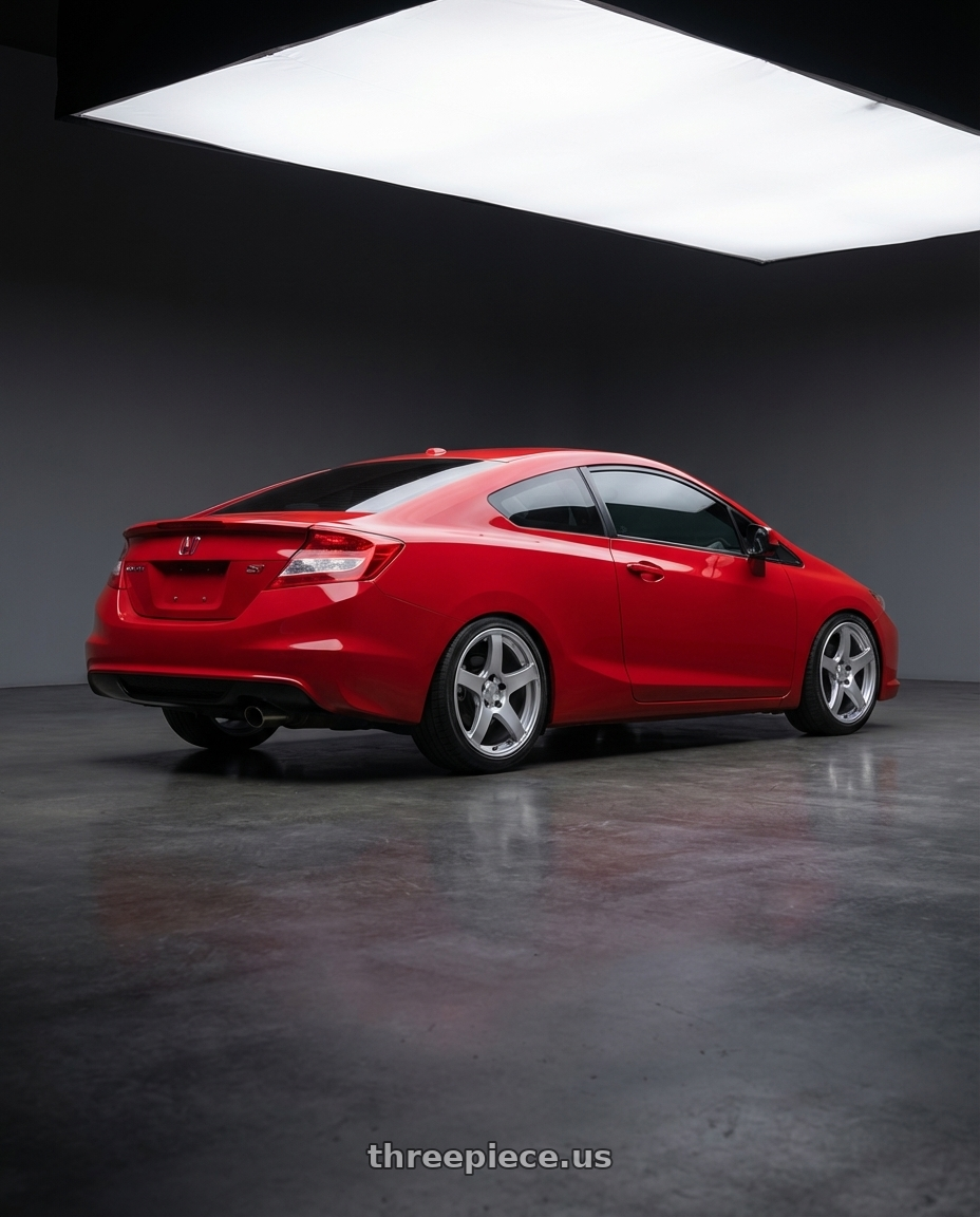 2011 Honda Civic Si with Ssr Gtv01 5x114.3 17x7+42  GLARE SILVER wheels rear three quarter view square tires