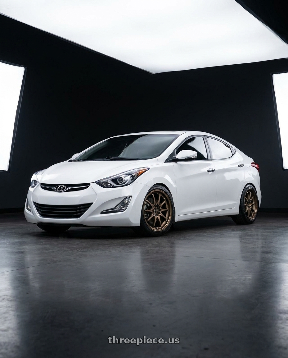 2014 hyundai elantra white with Volk Racing CE28N 5x114.3 18x8.5 +30 BRONZE wheels