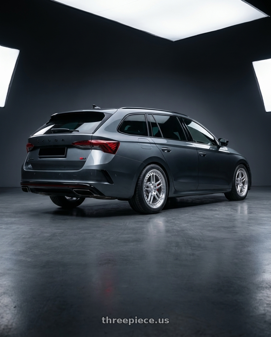 2025 skoda octavia combi rs with Belak Industries Series 2 - Shallow Billet Single Beadlock Wheel 5x112mm 18x8.5 +26 wheels rear three quarter view square tires