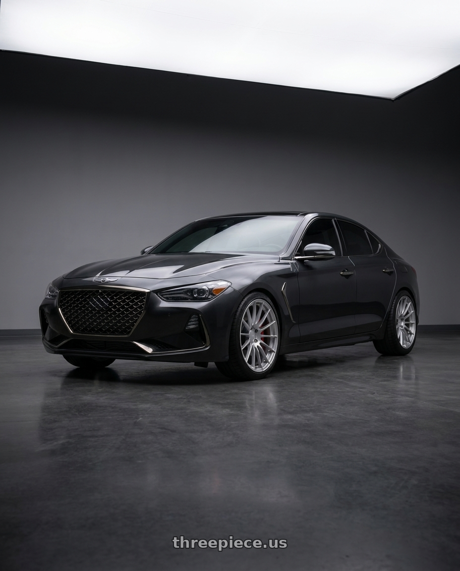 2019 Genesis G70 with Enkei RS05-RR 5x114.3 18x11+16 Sparkle Silver wheels