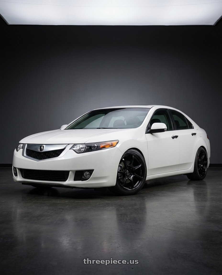 2013 Acura TSX with Advan RGIII 5x114.3 18x9.0+35 Gloss Black wheels front three quarter view lowered stance