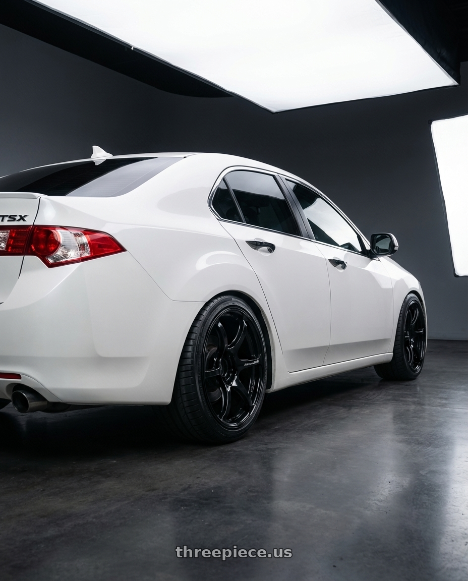 2013 Acura TSX with Advan RGIII 5x114.3 18x9.0+35 Gloss Black wheels rear three quarter view square tires