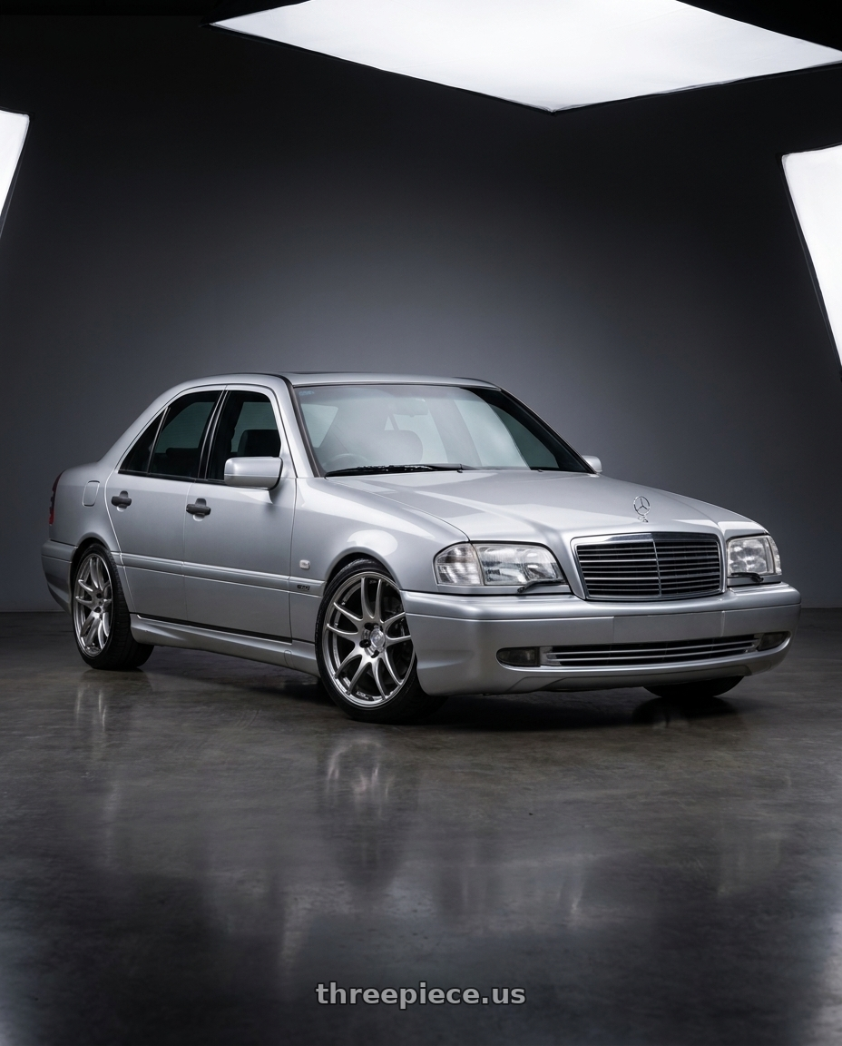 1998 mercedes benz c43 amg with Work Emotion Cr Kiwami 5x112 17x8 +35 Gt Silver wheels